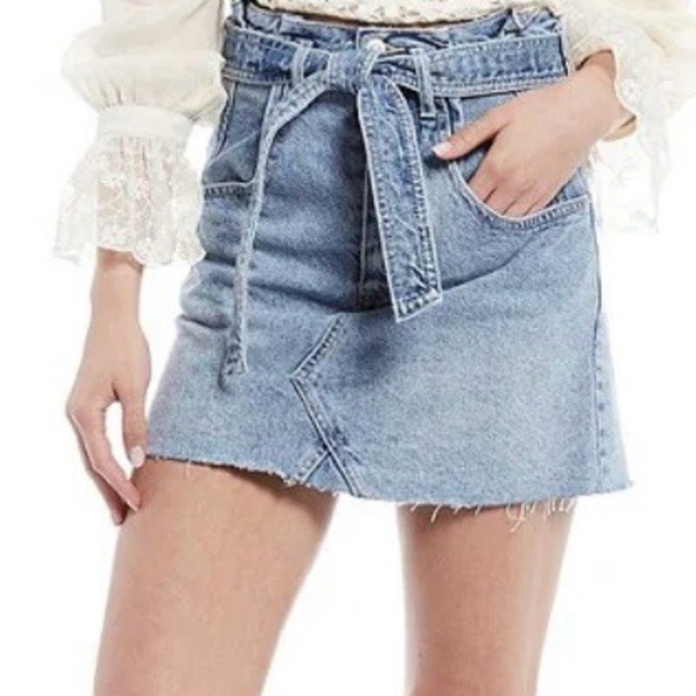 Paige denim Mini Skirt with Tie Waist